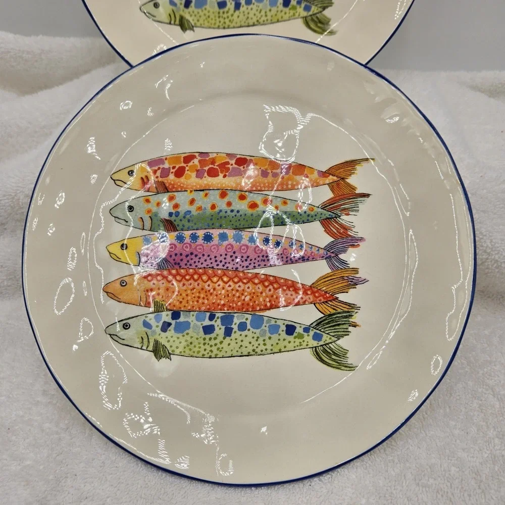Set Of 2 Retired Anthropologie 'Molto bene!' Earthenware 9
